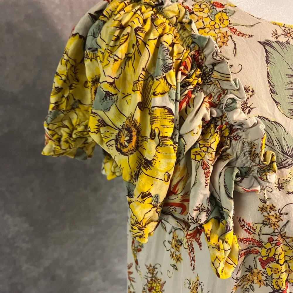 Free People Floral Yellow‎ Short Dress XS